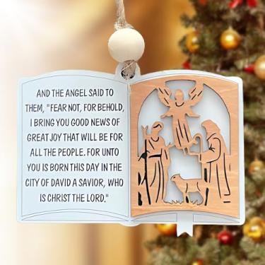 Imagem de Conjunto de enfeites de presépio cristão de madeira, decorações religiosas de Natal para árvores, decoração de casa