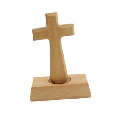 Imagem de Luwecf Estátua de Cruz de Madeira em Pé, Estatueta Multifuncional para Presentes E Artesanato.