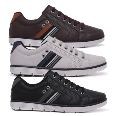 Imagem de Star Fox, Kit 3 Sapatênis Masculinos Social Urban, Casual, Café-Gelo-Preto, 42, com Zíper e Elástico