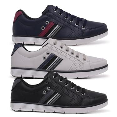 Imagem de Star Fox, Kit 3 Sapatênis Masculinos Social Urban, Casual, Azul-Gelo-Preto, 37, com Zíper e Elástico