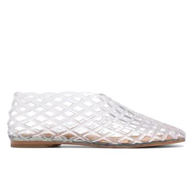 Imagem de Sapatilhas de balé de malha vermelha para mulheres adultas transparentes ocas sandálias de praia bailarina gelatina sapatos, Branco, 38