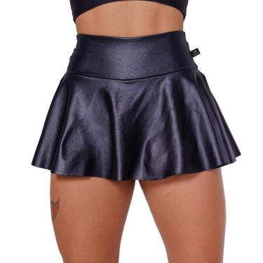 Imagem de Short Saia Babado Tapa Bumbum Em Cirre Brilho Molhado Suplex WOLFOX Fitness Academia-Feminino
