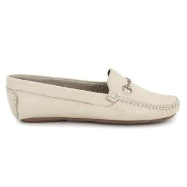 Imagem de Mocassim Feminino Conforto Sapato Drive Macio Leve Casual Branco-Feminino