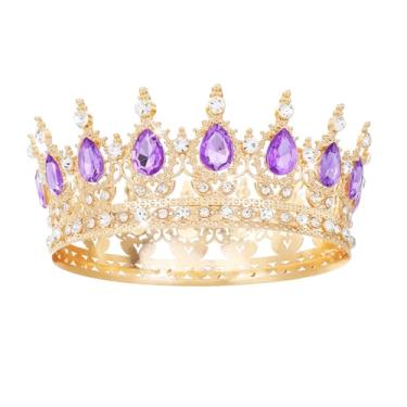 Imagem de Coroa roxa para mulheres, tiara de cristal e coroa de rainha para meninas, tiara de casamento para noiva, acessórios de cabelo para fantasia, festa de aniversário, decoração de bolo, formatura