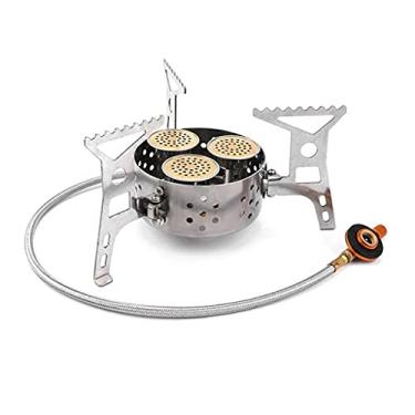 Imagem de Fogão de acampamento portátil de 9000 W com três cabeças de núcleo, fogão a gás, à prova de vento, equipamento de acampamento ao ar livre