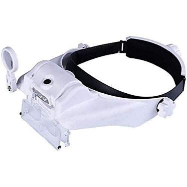 Imagem de KUYBTU Lupa de lupa montada na cabeça com luz e recarregável 1,5/2/8X lupa portátil para trabalho artesanal, identificação de joias