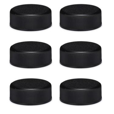Imagem de The Kombucha Company Tampa de rosca de polipropileno preta com forro de espuma, tamanho 28-400, serve para muitas garrafas de 473 ml e 946 ml, incluindo boston, para kombucha, suco, pacote com 6