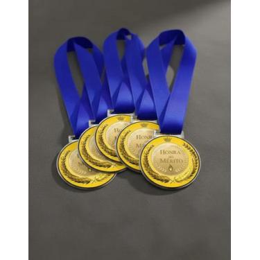 Imagem de Kit 100 Medalhas, Medalha Honra ao Mérito para Premiação Adesivada, 50