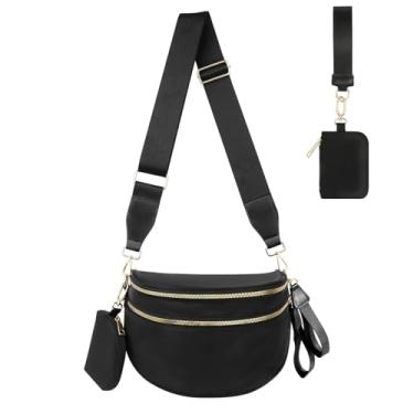 Imagem de Bolsa transversal feminina moderna, pochete grande, bolsa de cinto, bolsa quadriculada, carteiras, bolsas de ombro modernas, Preto, One Size, Presentes finos