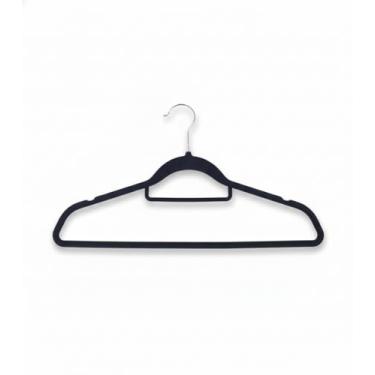 Imagem de Kit 3 Cabides Veludo Preto Slim Antiderrapante Gancho Frontal