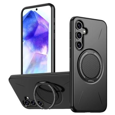 Imagem de Capa com suporte magnético para Samsung Galaxy A56 A36 A26 A16 A06 A17 A07 A55 A35 A25 A05 S, capa protetora à prova de choque (para Galaxy A06/preta)