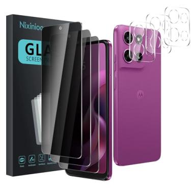 Imagem de Nixinioo Pacote com 3 protetores de tela de privacidade para Motorola Moto G 2026 com 3 protetores de lente de câmera, película de vidro temperado antiespião, dureza 9H, protetor preto, antiarranhões