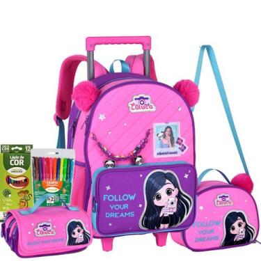 Imagem de Kit mochila escola carrinho infantil Luluca+lancheira+estojo - Clio
