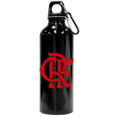 Imagem de Garrafa de Alumínio Flamengo Prendedor Mosquetão 500Ml Mengo, Preto