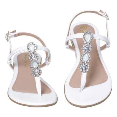 Imagem de Sandália Plana Feminina Rasteira Pedraria Strass - NoBrand, Verniz bra