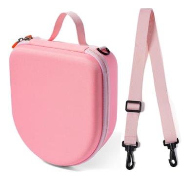 Imagem de Suporte de viagem para Yoto Mini Player, fone de ouvido, cartões de audiolivro – Organizador de armazenamento protetor com alça de ombro ajustável para crianças (rosa)