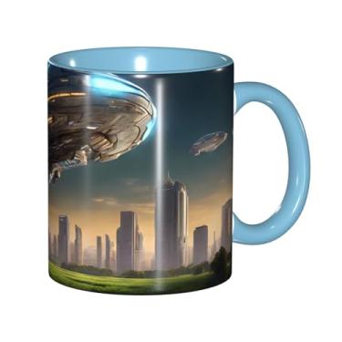 Imagem de Zeraoke Ufo At Night Print Canecas de café criativas, personalizadas, presente para família, tamanho de 325 ml, unissex