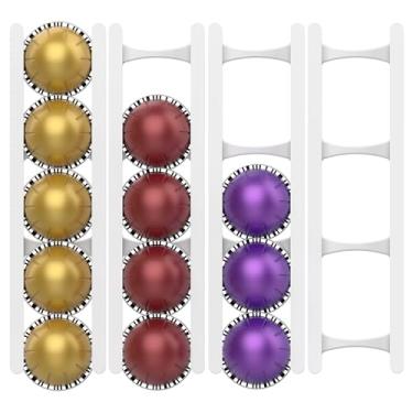 Imagem de Suporte de cápsulas de café compatível com cápsulas nespresso vertuoline (adesivo, branco)