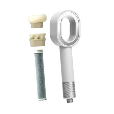 Imagem de Fenteer Chuveiro de mão com pulverizador, prático com esponja e escova, fácil de instalar, ideal para regar plantas, lavar carros e viagens, Branco