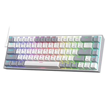 Imagem de Redragon Teclado para jogos K631 Gery 65% RGB com fio, teclado mecânico compacto de 68 teclas com soquete 100% hot-swap, PCB montado em placa de modificação livre e teclas de seta dedicadas