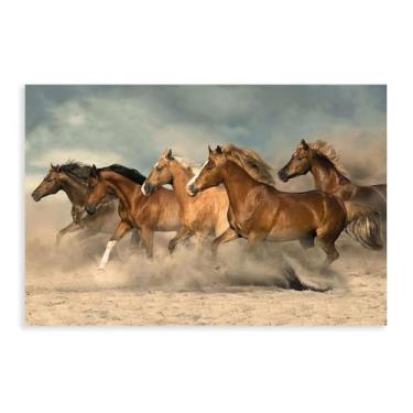 Imagem de Arte animal, presente para amantes de cavalos, tapeçarias de parede, decoração de parede de fazenda, decoração de parede de cavalos correndo, decoração de arte contemporânea, tela de cavalo sem