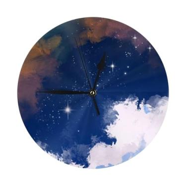 Imagem de ZERAOKE Sky - Relógio de parede redondo moderno - silencioso sem tique-taque operado por bateria, decoração de mesa ou parede para sala de estar, quarto, escritório.