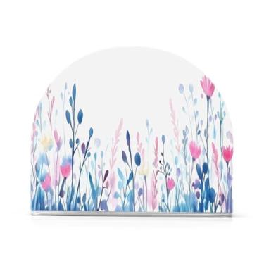 Imagem de Wassud Porta-guardanapos de acrílico com flores elegantes, dispensador de guardanapos de papel moderno em forma de U para mesa, cozinha, sala de jantar, bancada 1 peça (comporta 50-60 guardanapos)