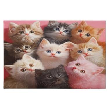 Imagem de CEBUGI Tapete de área 60 x 90 cm macio lavável tapete antiderrapante com suporte de borracha tapetes de área de gatinhos fofos para sala de estar, quarto, decoração de casa