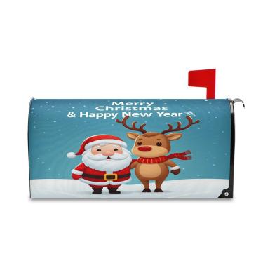 Imagem de Burbuja Capa magnética para caixa de correio, capa de correio decorativa de rena de Papai Noel para decoração de jardim e quintal, tamanho grande 52,8 x 64,5 cm