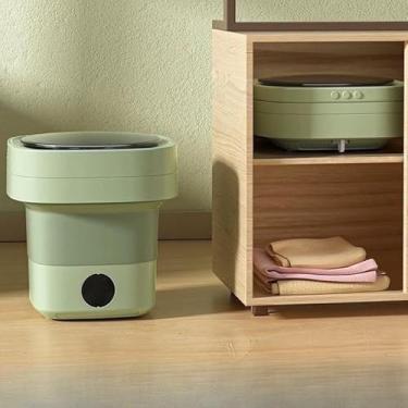 Imagem de Máquina de Lavar 12L Portátil Dobrável com Centrífuga Lavadora Compacta para Roupas Pequenas e Viagens (verde)