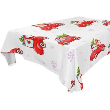 Imagem de Burbuja Toalha de mesa de carros de Natal, toalha de mesa quadrada anti-rugas grossa para decoração de jantar, cozinha, festa, 152 x 152 cm