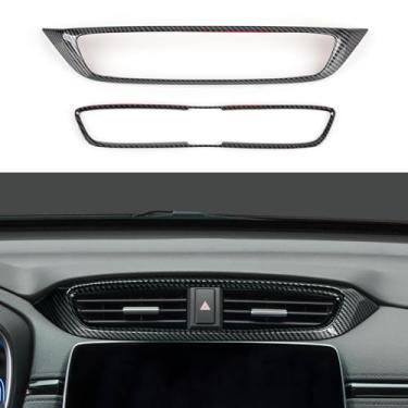Imagem de BRMYL Decalques de painel de saída de ar central para Honda CR-V 2017-2022 acessórios CRV ABS fibra de carbono adesivos interiores