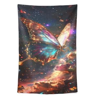 Imagem de STAYTOP Tapeçaria de parede lindo céu estrelado borboleta tapeçaria para decoração de casa dormitório sala de estar quarto tapete de parede (90 × 60 pol)