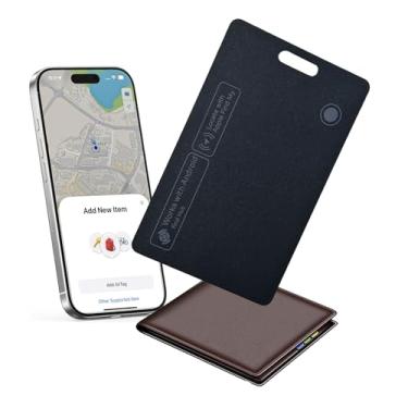 Imagem de Cartão rastreador de carteira Air Tags recarregável de plataforma dupla, cartão inteligente de sistema duplo, compatível com o Find My da Apple e do Google's Find Hub, localizador de itens, rastreador