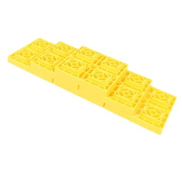 Imagem de KUIDAMOS Blocos de Nivelamento para Trailer, Resistente, Estabilização, Trailer para Acampamento, Material Hdpe Amarelo, 10 Peças, Com Bolsa de Transporte