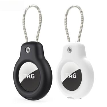 Imagem de (2 peças) Proteção profissional para AirTag, capa de chaveiro, pingente, etiqueta de bagagem, cordão de metal, adequado para chaves, bagagem, etc.