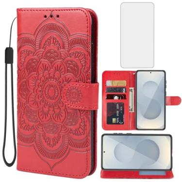 Imagem de Bohefo Capa para Galaxy S25 Edge/Galaxy S25 Slim SM-S937U1 Capa carteira com protetor de tela de vidro temperado, capa flip de couro com suporte para cartão de crédito para Samsung Galaxy S25Edge