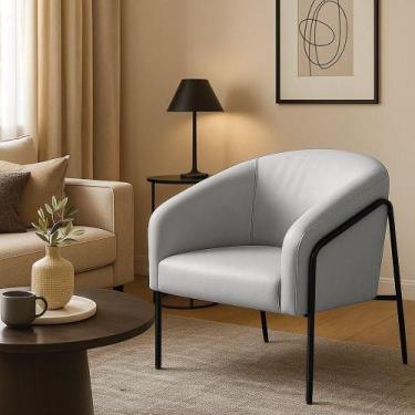 Imagem de Poltrona Sala Industrial Alta Preto Stella material sintético Cinza D0