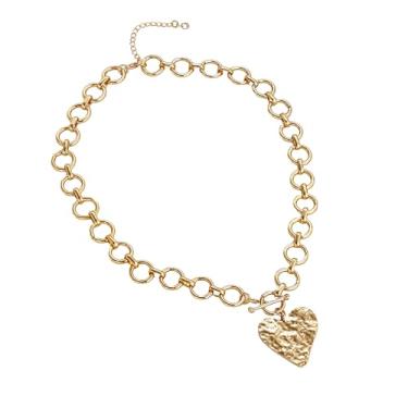 Imagem de HABIKIP Colar feminino banhado a ouro 14 K, colar com pingente de cruz em camadas, delicado, grosso e dourado, moderno, grosso, simples, não mancha, presente, Latão banhado a ouro 14K, Sem Pedra