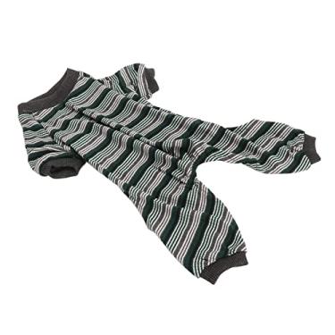 Imagem de Acouto Pijama Listrado para Cachorro Primavera e – Macacão Elástico Macio para Cachorrinhos e Cachorros, Sessões de Fotos Perfeitas, Festas e Roupas – Design Verde Elegante (L)
