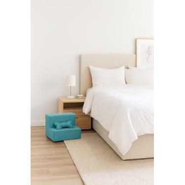 Imagem de Escadinha Rampa para Pet 2 Degraus com Osso, para Gato e Cachorro, Ideal para Sofá e Cama, Espumada Resistente Luxo (Azul Turquesa)