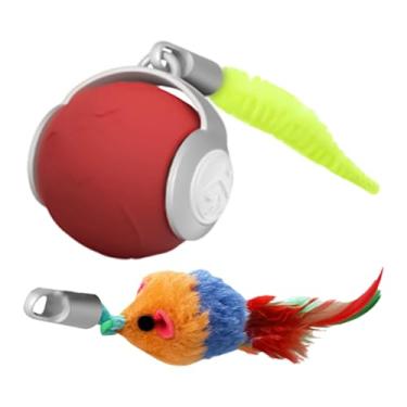 Imagem de Bola de brinquedo interativa para gatos, jogo de rolamento automático de 3 modos, com cauda de brinquedo elétrico para gatos | para ranger de dentes, autoentretenimento, alívio do tédio, exercícios de