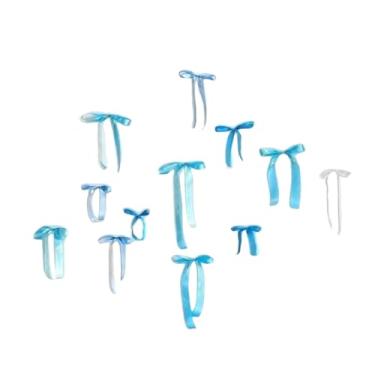 Imagem de KiBcsLic Kit com 12 Peças de Decoração de Parede com Laços para Montar, Painel Decorativo com Laços para Fotos, Fundo para Quarto E Festas, Azul, Tamanho real