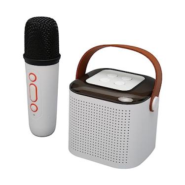 Imagem de Naroote Máquina de karaokê, Poderoso Conjunto de Microfone de Alto-falante Sem Fio Portátil Com Luz RGB Recarregável para Festa (Branco)