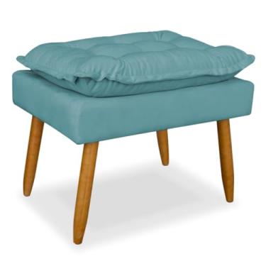 Imagem de Puff Decorativo Luxo para Sala e Recepção – Puff para Descanso dos Pés com Pés Palito e Acabamento Suede (Azul-Turquesa)