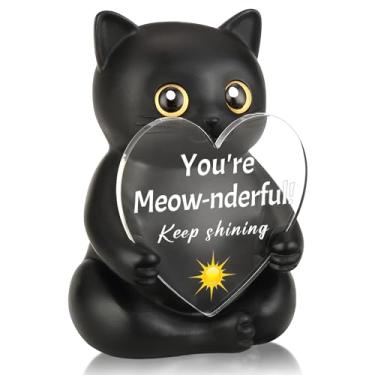 Imagem de FTONENI Decoração de mesa de apreciação de gato preto, presente de incentivo para colega de trabalho, professor, enfermeira, estatueta de mesa de escritório positiva para agradecimento e presentes de