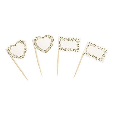 Imagem de Neviti Bandeiras de comida vintage Romance, 3 x 3 x 6,5 cm, dourado