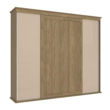 Imagem de Guarda-roupa Casal Kappesberg 4 Portas de Correr Marrom Bege