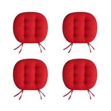 Imagem de Kit de Assentos De Cadeira Futon 40x40 - Liso Redondo Oxford Macio e Confortável com Amarração (Vermelho,1)