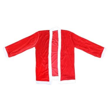 Imagem de Fantasia de Papai Noel Completa, Veludo Vermelho, Tamanho Único, com Blusão, Calça, Gorro, Cinto e Barba, Poliéster